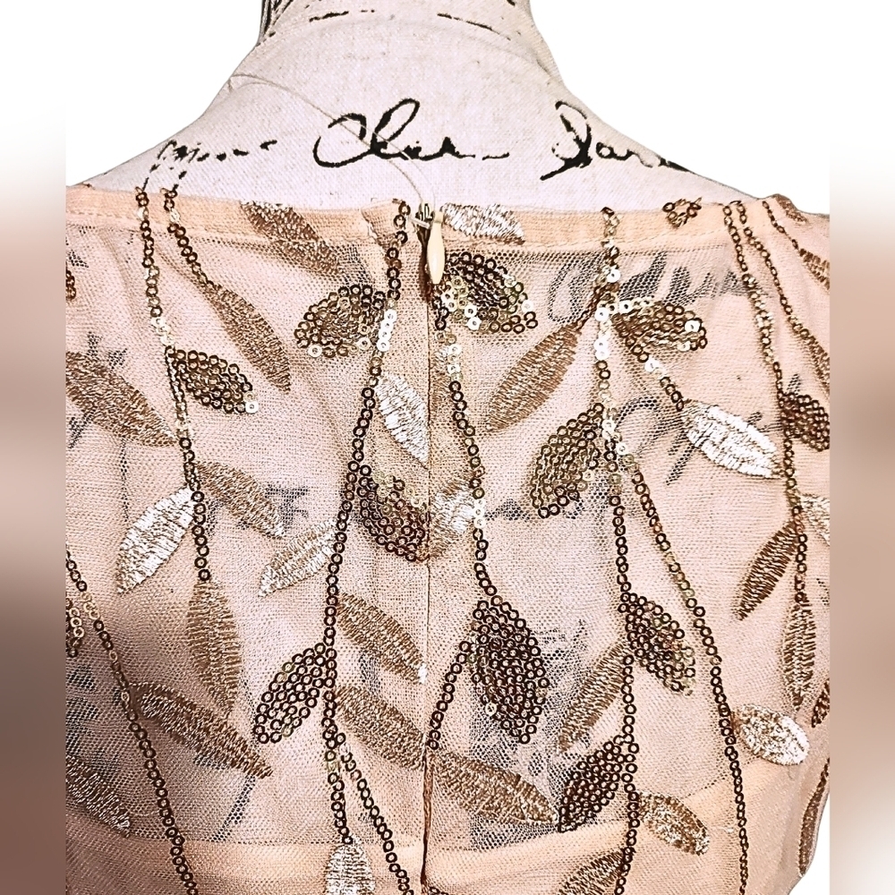 XUCTHHC Gold & Champagne Leaf Sequin Godet Gown - Picture 12 of 14